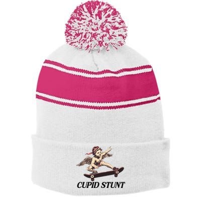 Unhinged Cringe Cupid Stunt Funny Inappropriate Embarrassing Stripe Pom Pom Beanie