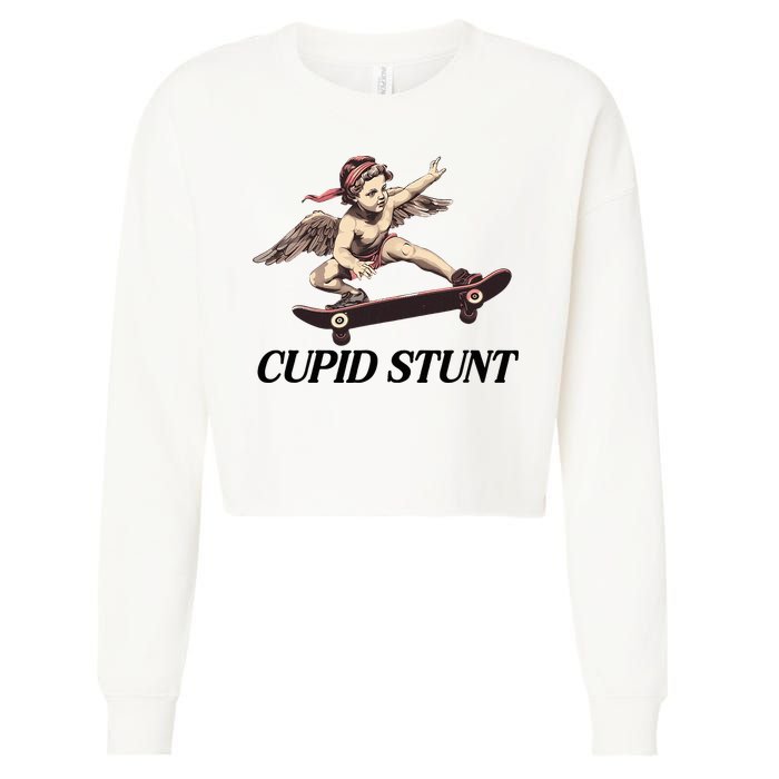 Unhinged Cringe Cupid Stunt Funny Inappropriate Embarrassing Cropped Pullover Crew