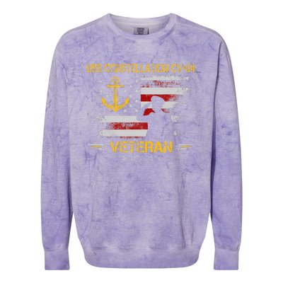 USS Constellation CV 64 Aircraft Carrier Veteran Flag Retro Colorblast Crewneck Sweatshirt