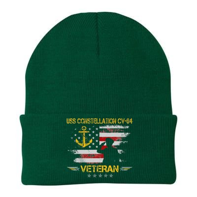 USS Constellation CV 64 Aircraft Carrier Veteran Flag Retro Knit Cap Winter Beanie