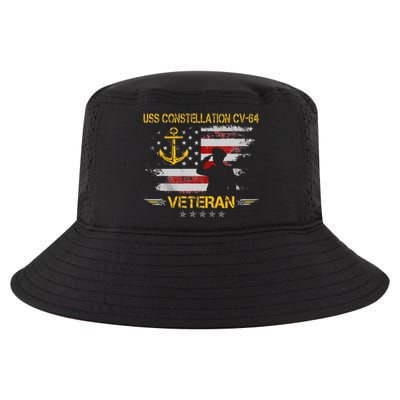 USS Constellation CV 64 Aircraft Carrier Veteran Flag Retro Cool Comfort Performance Bucket Hat