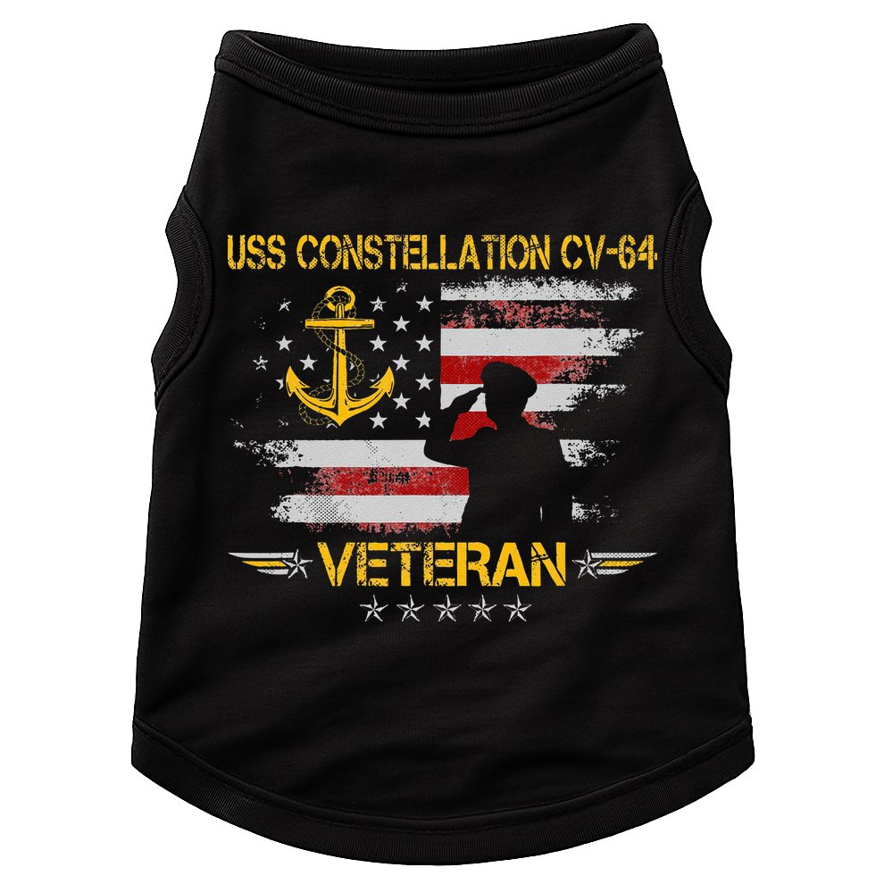 USS Constellation CV 64 Aircraft Carrier Veteran Flag Retro Doggie Tank