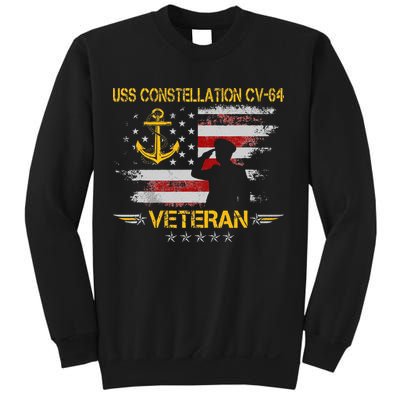 USS Constellation CV 64 Aircraft Carrier Veteran Flag Retro Sweatshirt