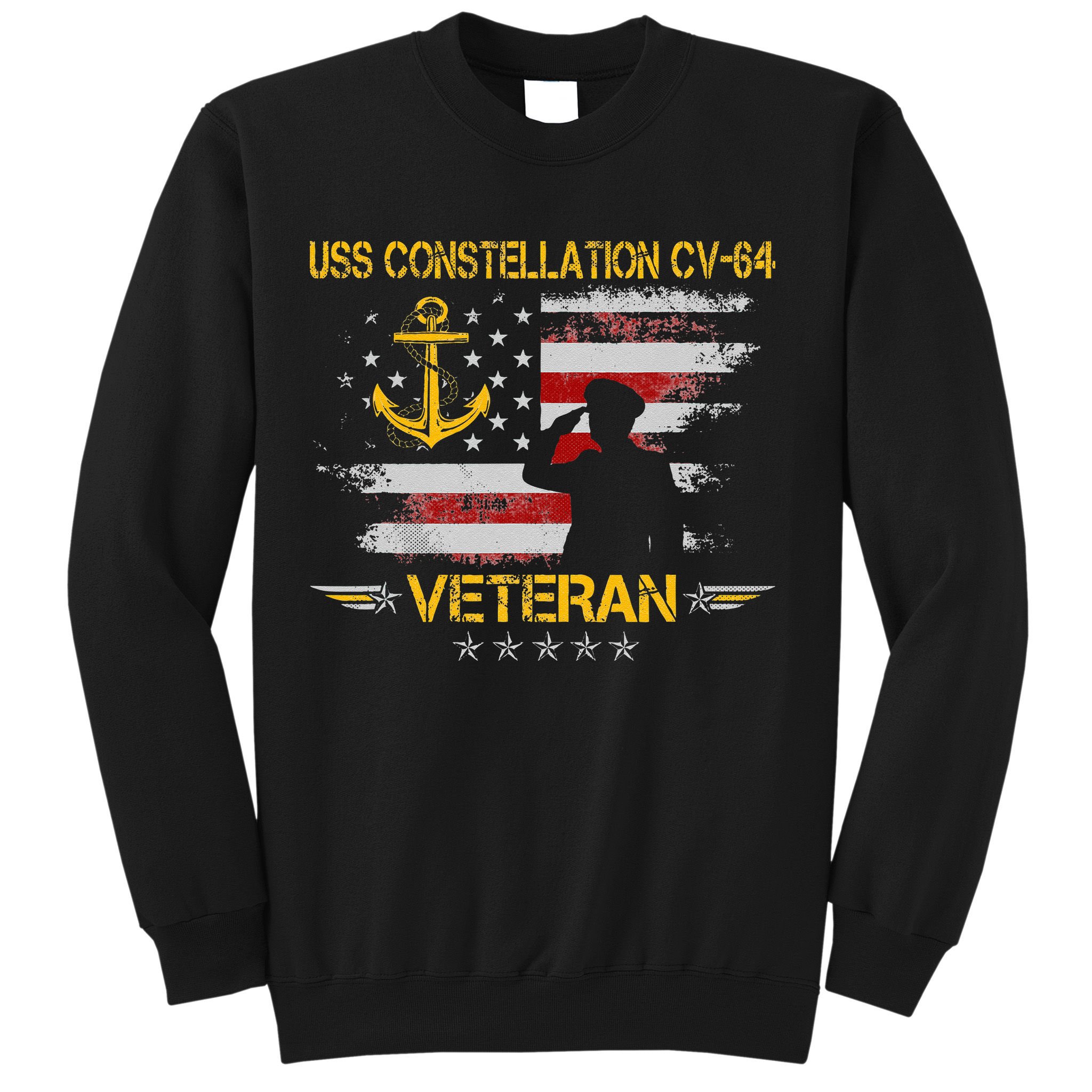 USS Constellation CV 64 Aircraft Carrier Veteran Flag Retro Sweatshirt