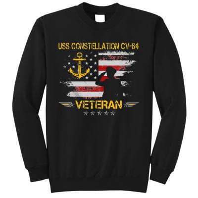 USS Constellation CV 64 Aircraft Carrier Veteran Flag Retro Sweatshirt