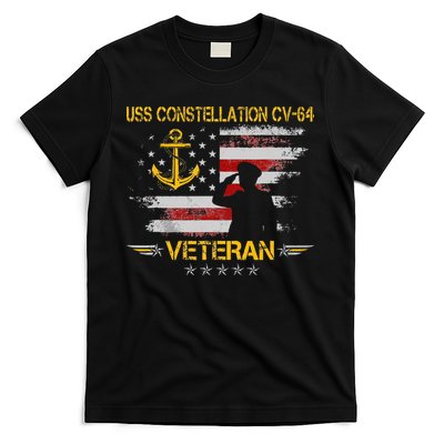 USS Constellation CV 64 Aircraft Carrier Veteran Flag Retro T-Shirt