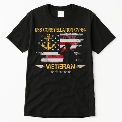 USS Constellation CV 64 Aircraft Carrier Veteran Flag Retro Tall T-Shirt