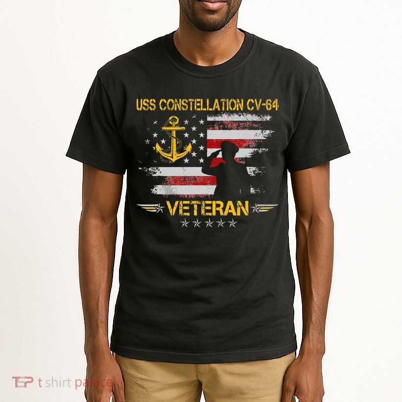 USS Constellation CV 64 Aircraft Carrier Veteran Flag Retro Tall T-Shirt