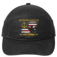 USS Constellation CV 64 Aircraft Carrier Veteran Flag Retro 7-Panel Snapback Hat