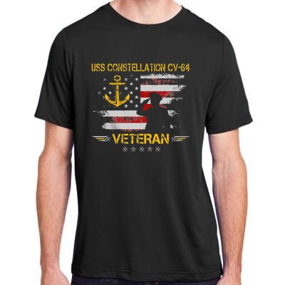 USS Constellation CV 64 Aircraft Carrier Veteran Flag Retro Adult ChromaSoft Performance T-Shirt