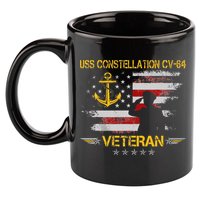 USS Constellation CV 64 Aircraft Carrier Veteran Flag Retro 11oz C Handle Ceramic Mug