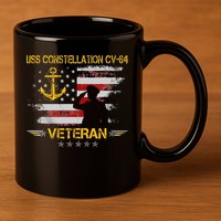 USS Constellation CV 64 Aircraft Carrier Veteran Flag Retro 11oz C Handle Ceramic Mug