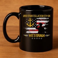 USS Constellation CV 64 Aircraft Carrier Veteran Flag Retro 11oz C Handle Ceramic Mug