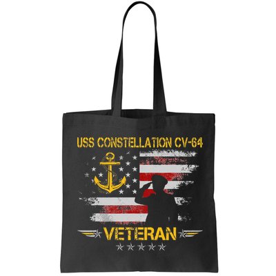 USS Constellation CV 64 Aircraft Carrier Veteran Flag Retro Bag