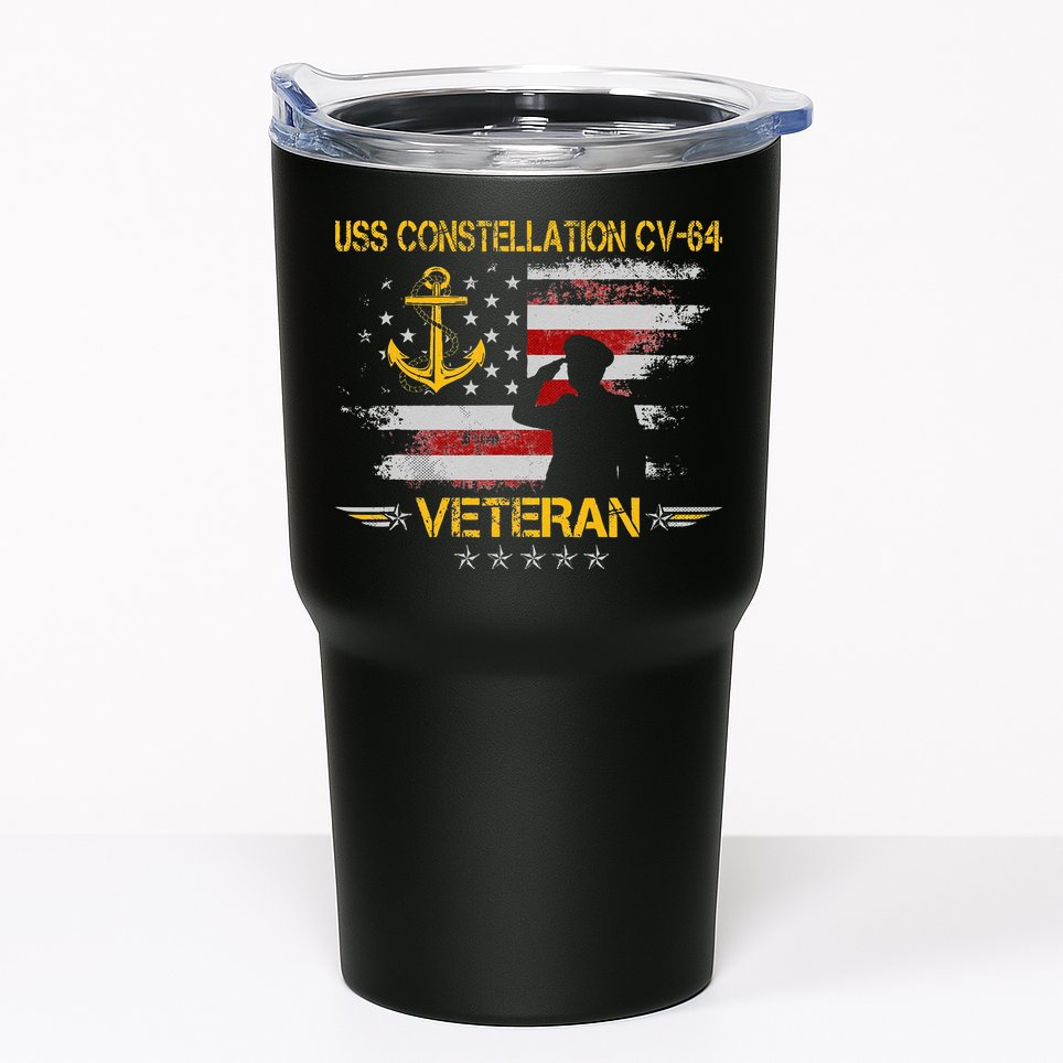 USS Constellation CV 64 Aircraft Carrier Veteran Flag Retro Tumbler
