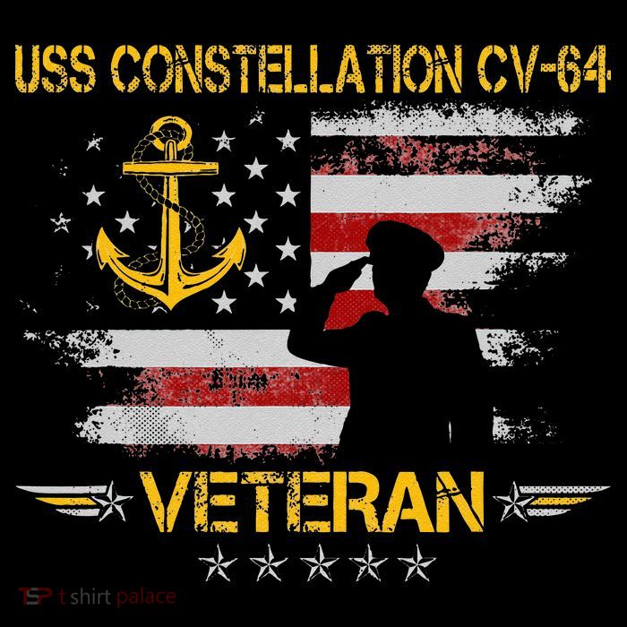 USS Constellation CV 64 Aircraft Carrier Veteran Flag Retro Premium T-Shirt