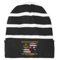 USS Constellation CV 64 Aircraft Carrier Veteran Flag Retro Striped Beanie with Solid Band