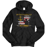 USS Constellation CV 64 Aircraft Carrier Veteran Flag Retro Tie Dye Hoodie