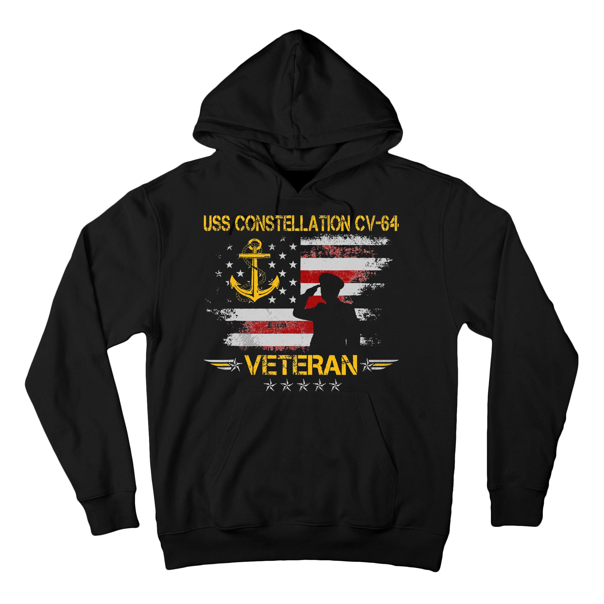 USS Constellation CV 64 Aircraft Carrier Veteran Flag Retro Tall Hoodie