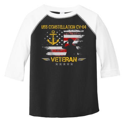USS Constellation CV 64 Aircraft Carrier Veteran Flag Retro Toddler Fine Jersey T-Shirt