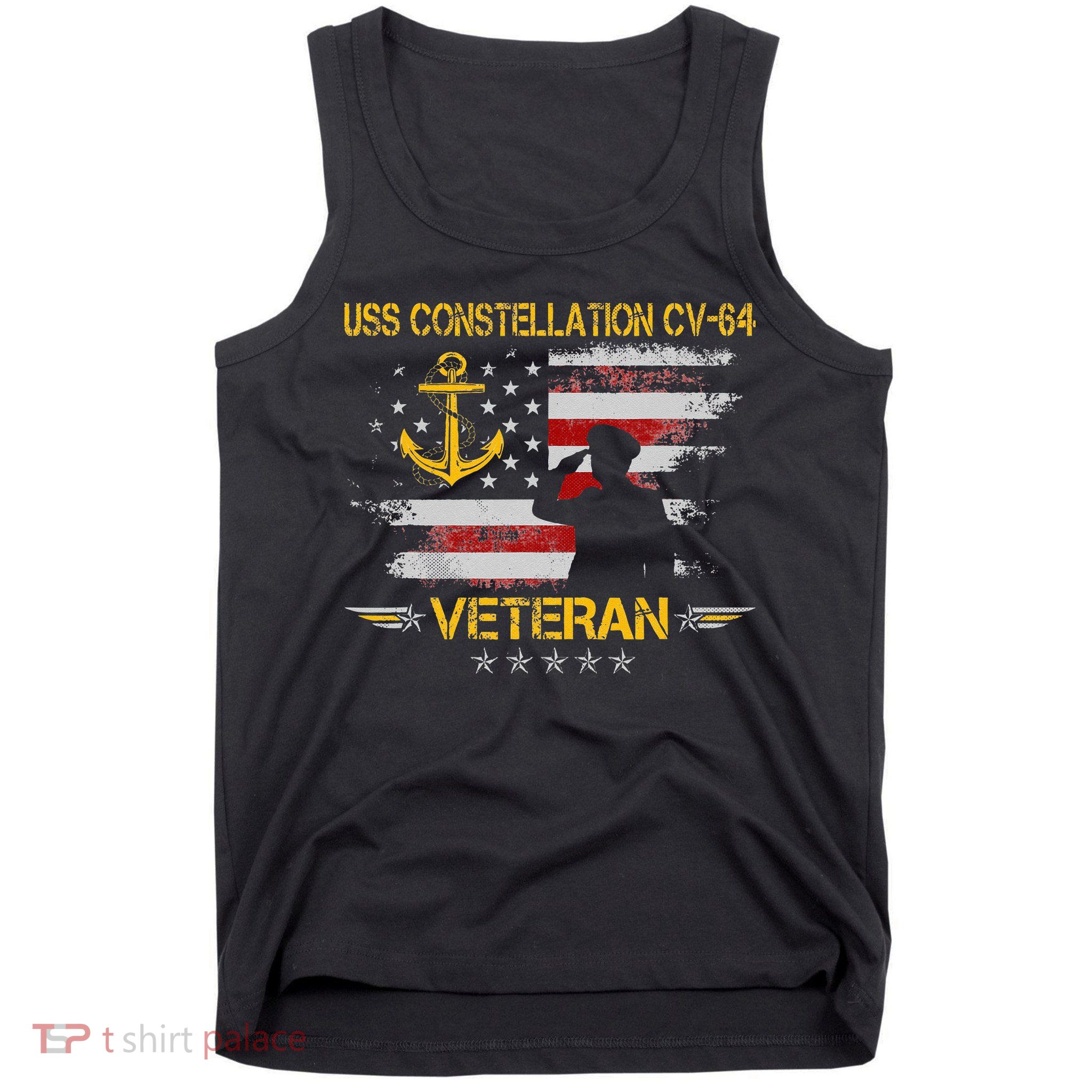 USS Constellation CV 64 Aircraft Carrier Veteran Flag Retro Tank Top