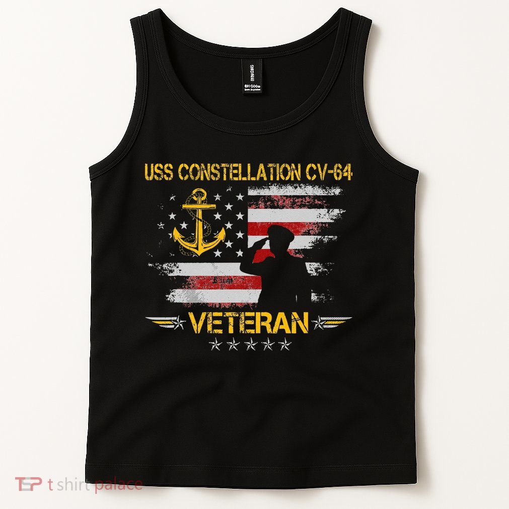 USS Constellation CV 64 Aircraft Carrier Veteran Flag Retro Tank Top