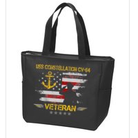 USS Constellation CV 64 Aircraft Carrier Veteran Flag Retro Zip Tote Bag