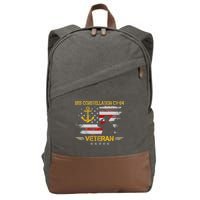 USS Constellation CV 64 Aircraft Carrier Veteran Flag Retro Cotton Canvas Backpack