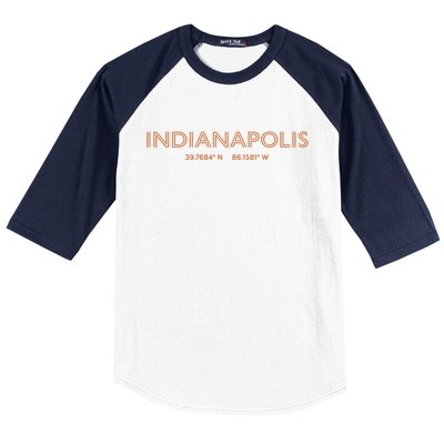 Usa City Coordinates Funny Gift Us Indianapolis Funny Gift Baseball Sleeve Shirt