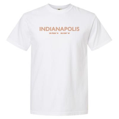 Usa City Coordinates Funny Gift Us Indianapolis Funny Gift Garment-Dyed Heavyweight T-Shirt