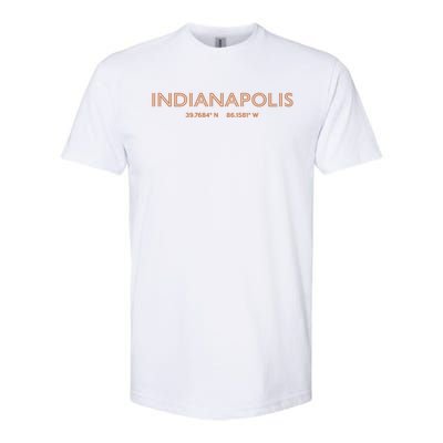 Usa City Coordinates Funny Gift Us Indianapolis Funny Gift Softstyle CVC T-Shirt