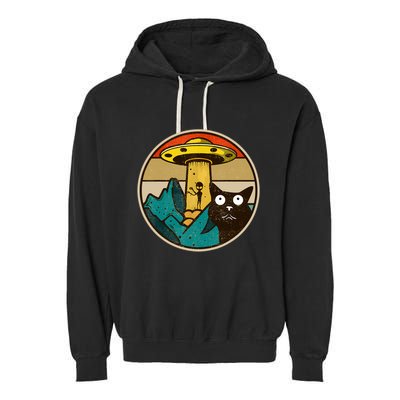 Ufo Crazy Cat Alien Garment-Dyed Fleece Hoodie