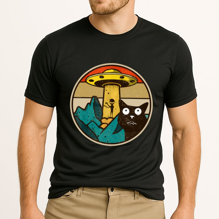 Ufo Crazy Cat Alien Cooling Performance Crew T-Shirt