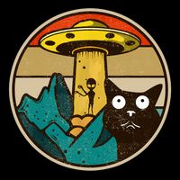 Ufo Crazy Cat Alien Button
