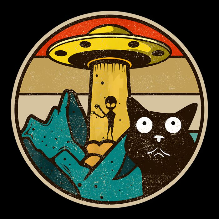Ufo Crazy Cat Alien Button
