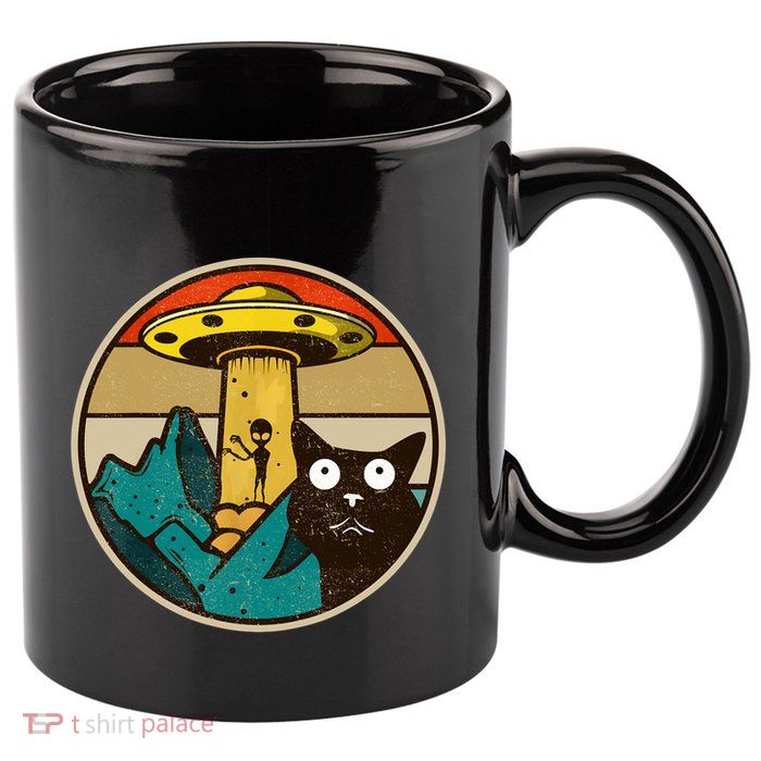 Ufo Crazy Cat Alien 11oz C Handle Ceramic Mug
