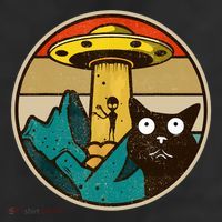 Ufo Crazy Cat Alien 11oz C Handle Ceramic Mug