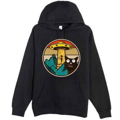 Ufo Crazy Cat Alien Premium Pullover Hoodie