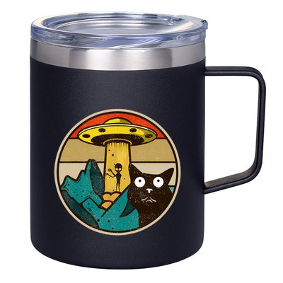 Ufo Crazy Cat Alien 12oz Stainless Steel Coffee Mug