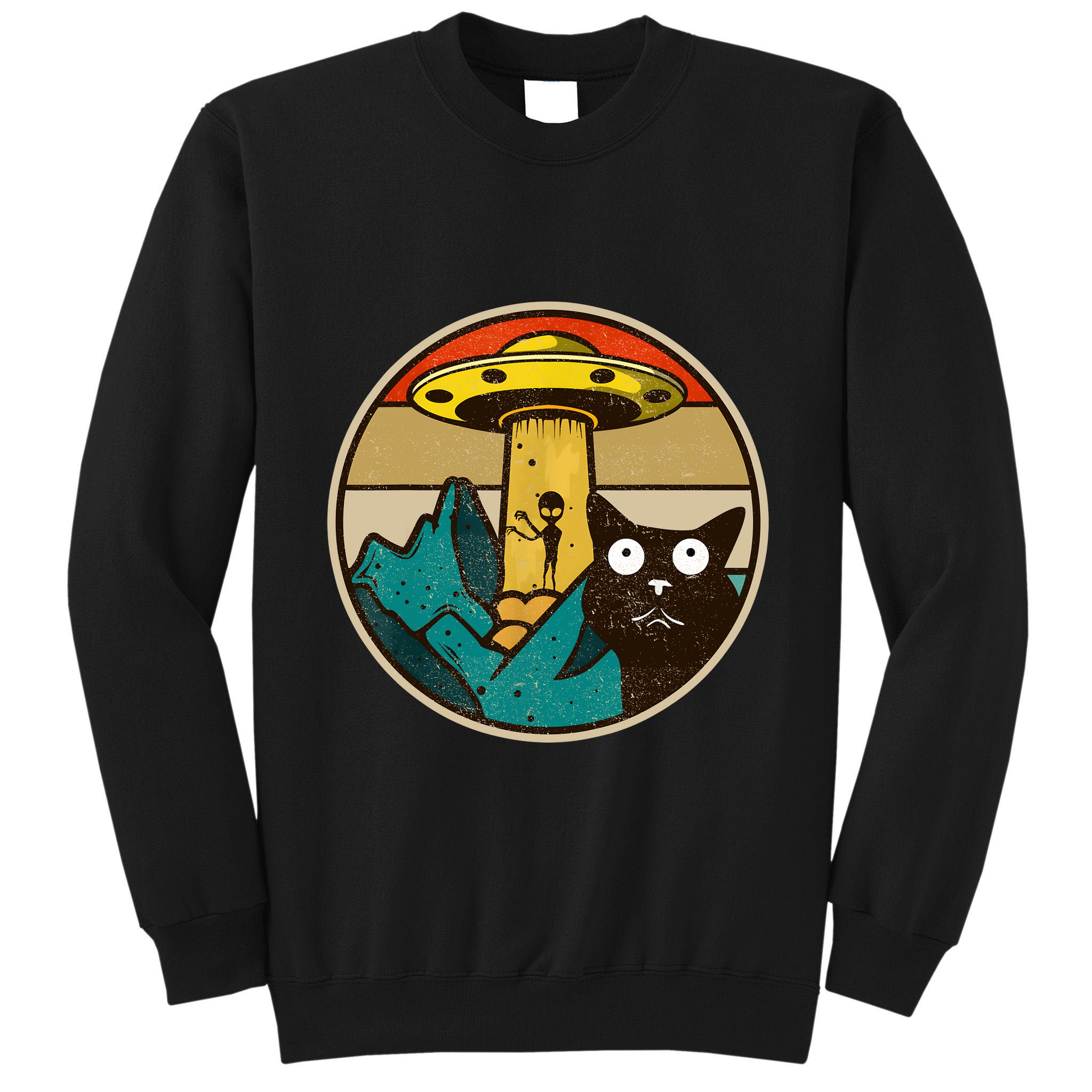 Ufo Crazy Cat Alien Tall Sweatshirt