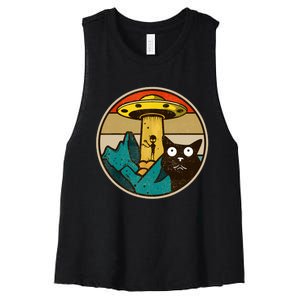 Ufo Crazy Cat Alien Women's Racerback Cropped Tank