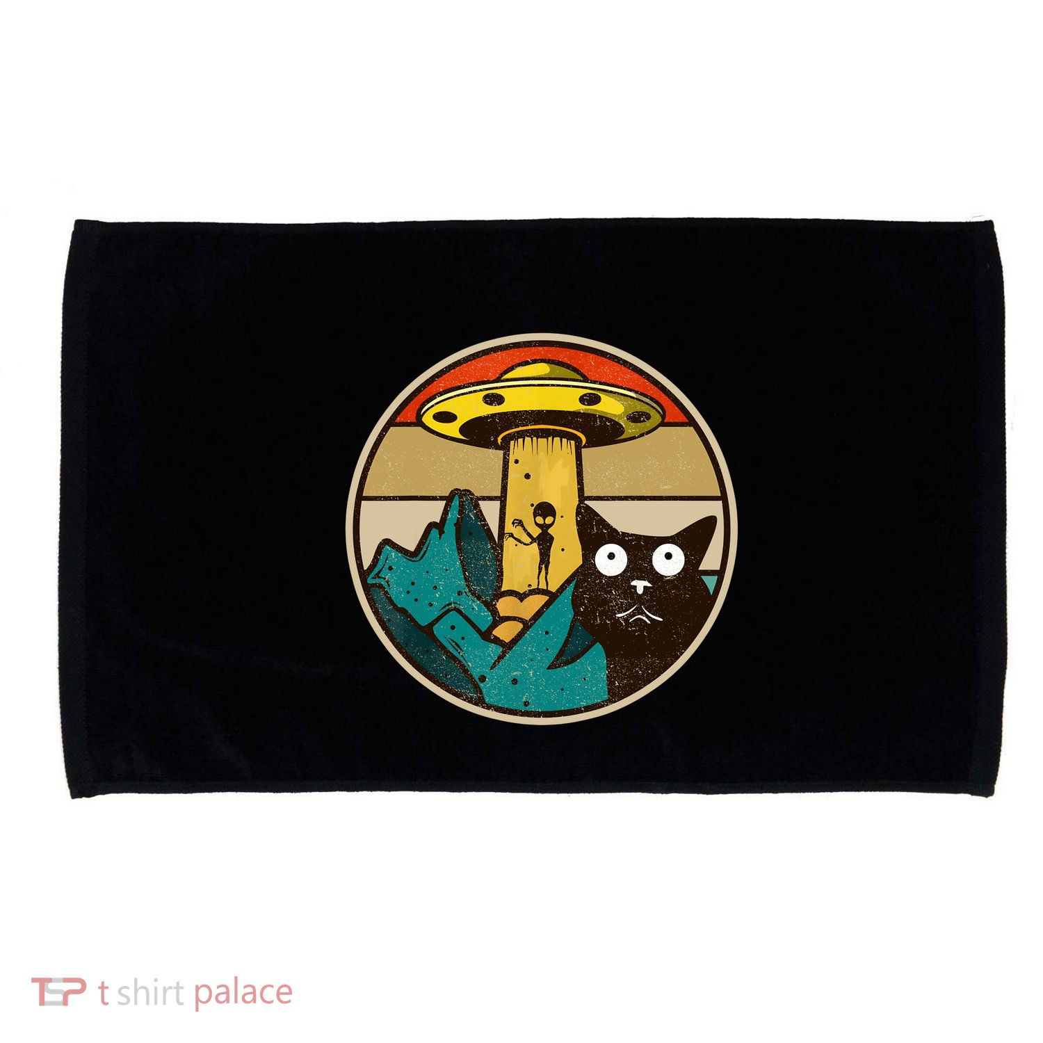 Ufo Crazy Cat Alien Microfiber Hand Towel
