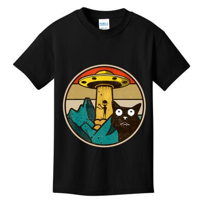 Ufo Crazy Cat Alien Kids T-Shirt