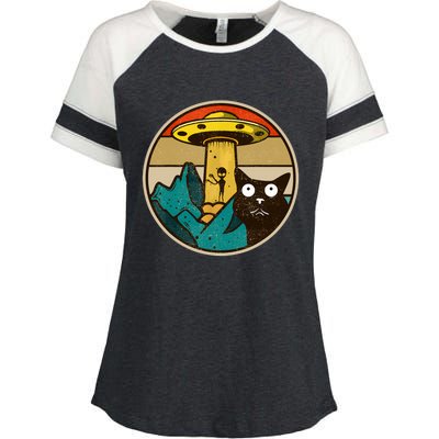 Ufo Crazy Cat Alien Enza Ladies Jersey Colorblock Tee