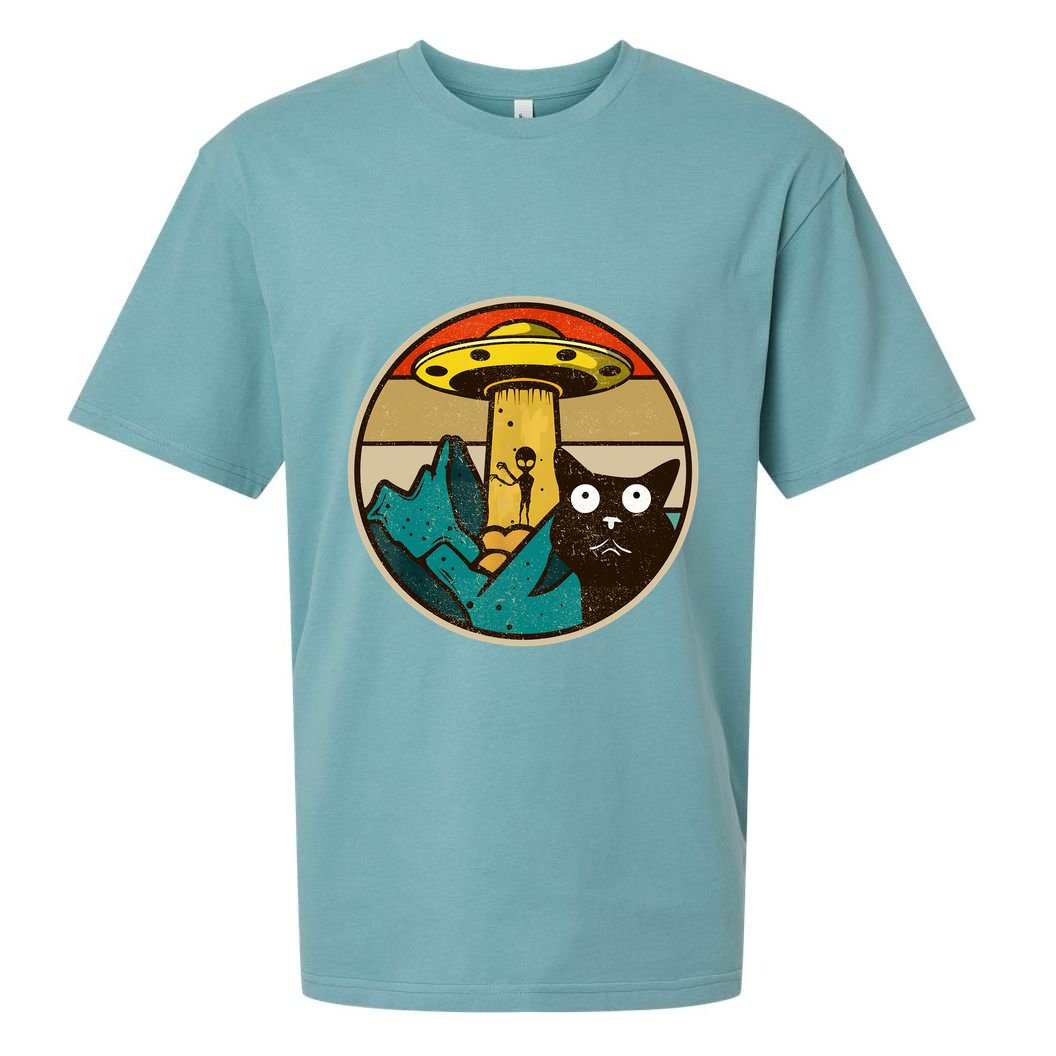 Ufo Crazy Cat Alien Sueded Cloud Jersey T-Shirt