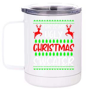 Ugly Chritsmas Christmas Santa Claus Ugly Cool Gift 12 oz Stainless Steel Tumbler Cup