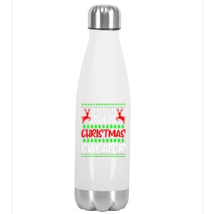 Ugly Chritsmas Christmas Santa Claus Ugly Cool Gift Stainless Steel Insulated Water Bottle