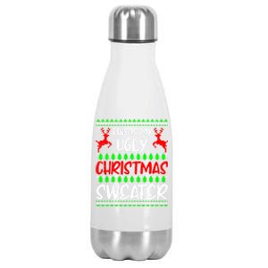 Ugly Chritsmas Christmas Santa Claus Ugly Cool Gift Stainless Steel Insulated Water Bottle