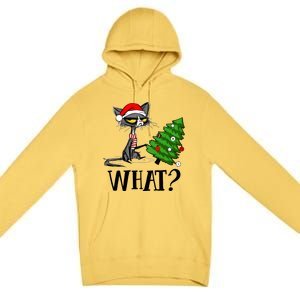 Ugly Cat Christmas Tree What? Catcute Catxmas Cat Gift Premium Pullover Hoodie