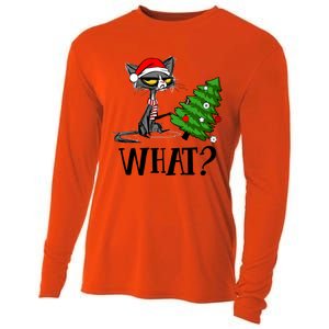 Ugly Cat Christmas Tree What? Catcute Catxmas Cat Gift Cooling Performance Long Sleeve Crew